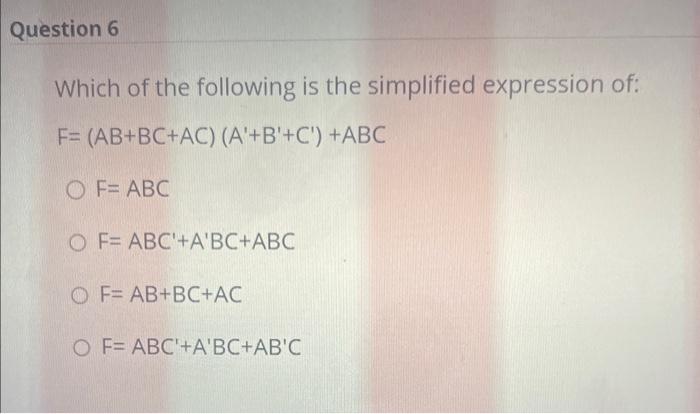 Solved Which of the following is the simplified expression | Chegg.com