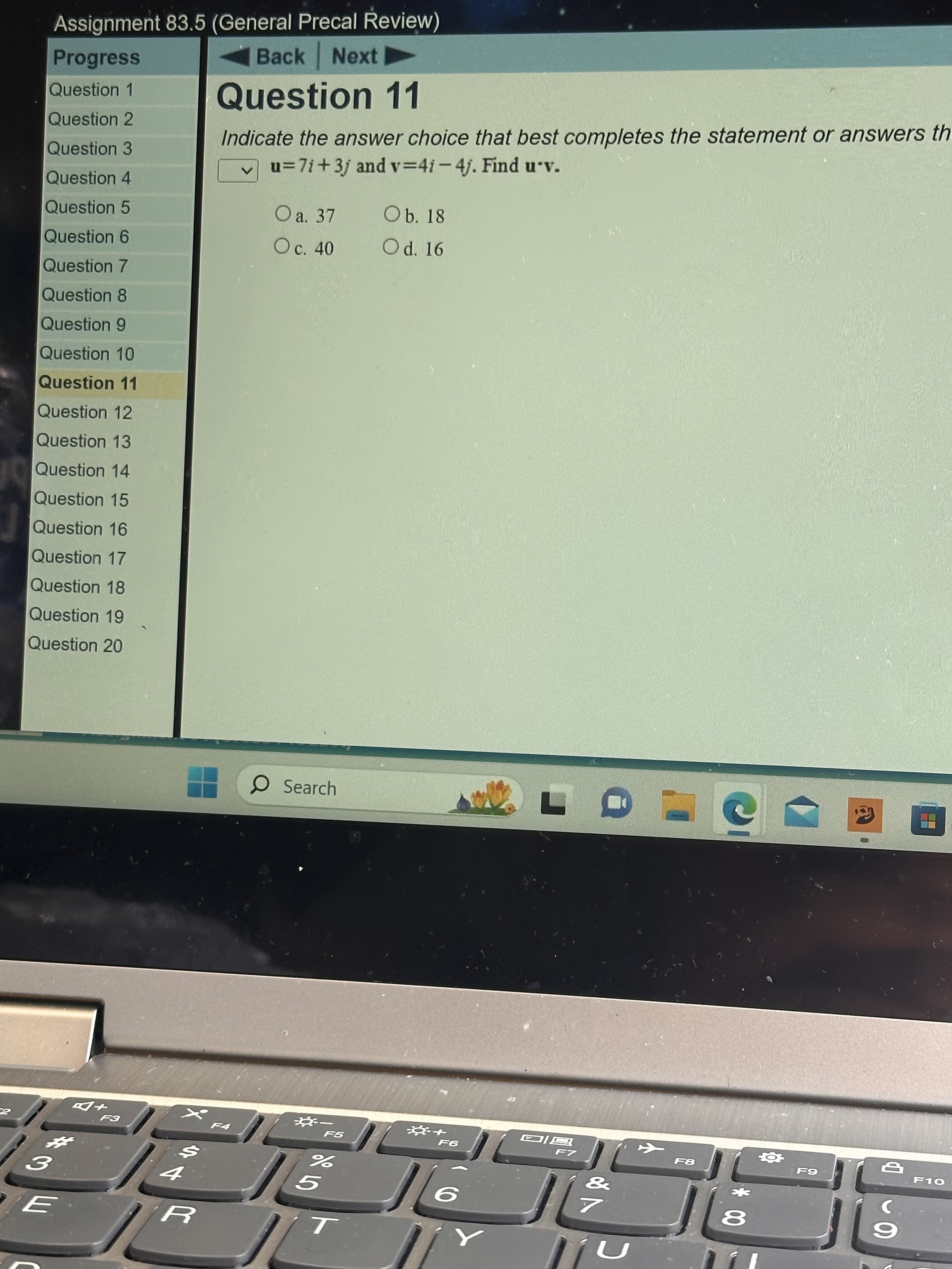 Solved Question 11Indicate the answer choice that best | Chegg.com
