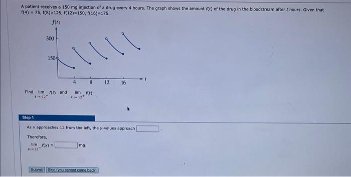 Solved A patient receives a 150mg injection of a drug every | Chegg.com