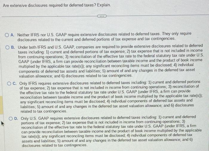 Solved Are extensive disclosures required for deferred | Chegg.com