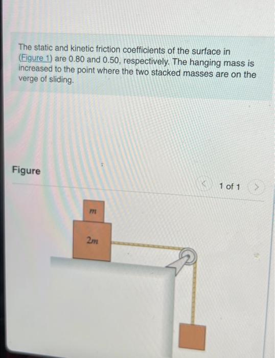 Solved The static and kinetic friction coefficients of the | Chegg.com