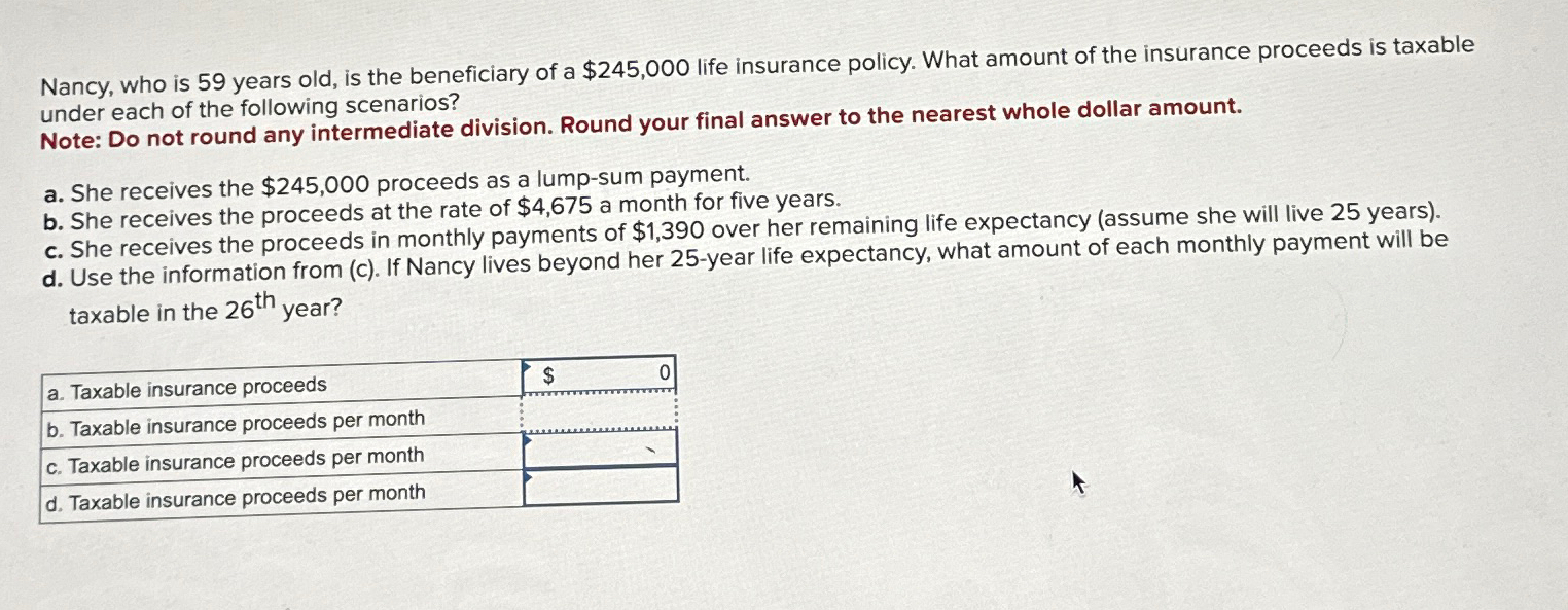 Solved Nancy, who is 59 ﻿years old, is the beneficiary of a | Chegg.com