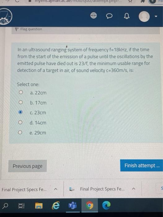 Solved P Flag question In an ultrasound ranging system of | Chegg.com