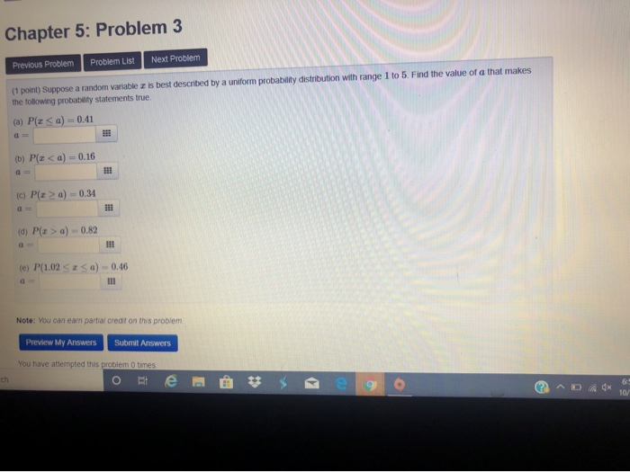 Solved Chapter 5: Problem 3 Problem List Next Problem | Chegg.com