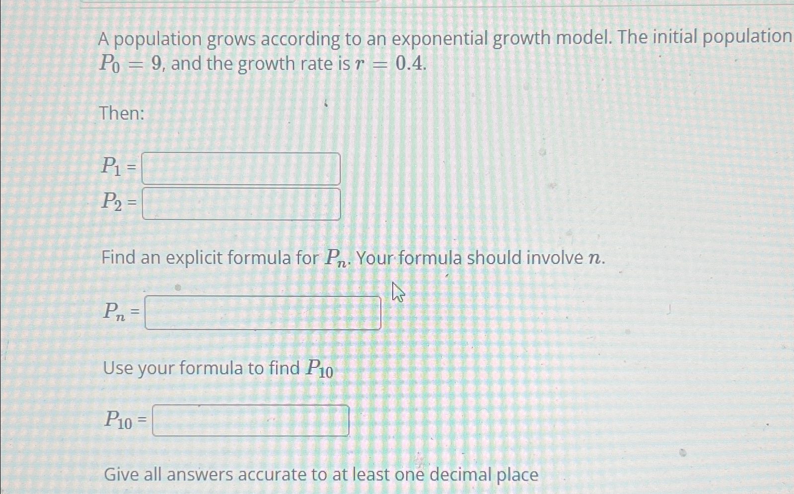 Solved A population grows according to an exponential growth | Chegg.com
