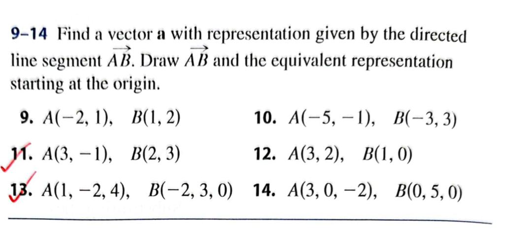 Solved 9-14 ﻿Find a vector a with representation given by | Chegg.com