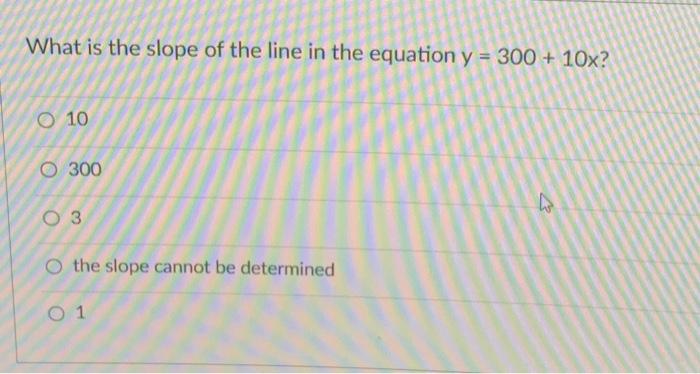 Solved What is the slope of the line in the equation y = 300 | Chegg.com