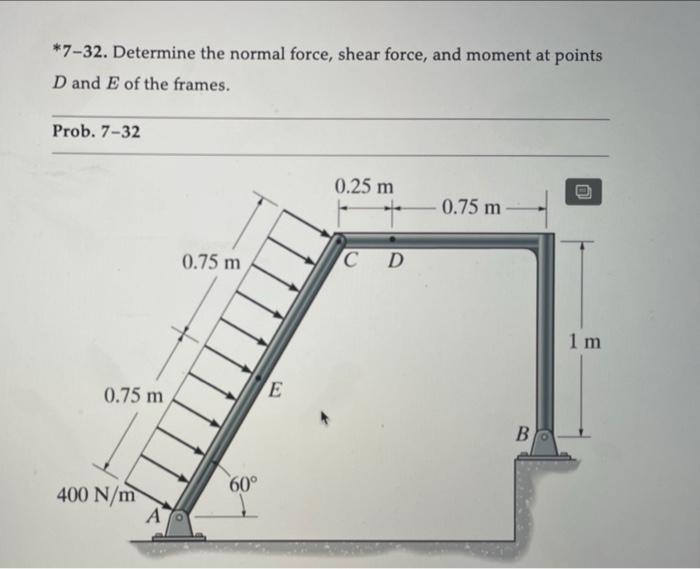 Solved *7-32. Determine The Normal Force, Shear Force, And | Chegg.com