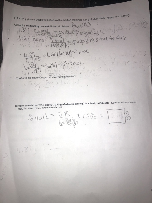 Solved A piece of copper (Cu), added to the silver nitrate