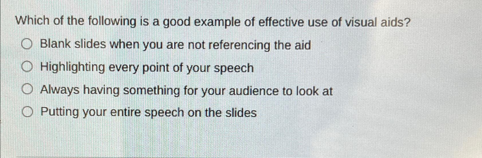 Solved Which of the following is a good example of effective | Chegg.com