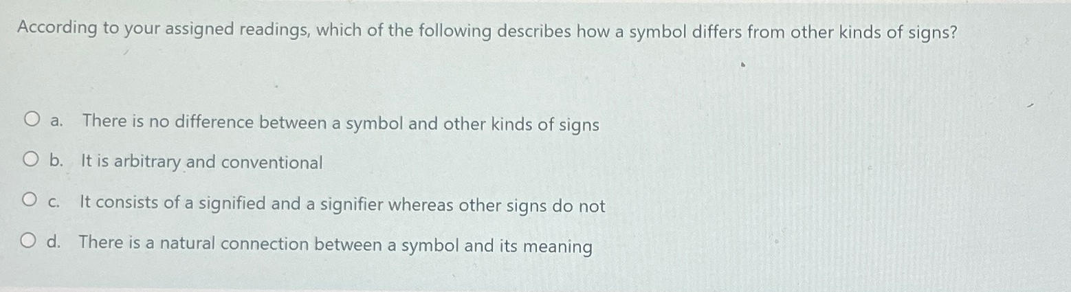 Solved According to your assigned readings, which of the | Chegg.com