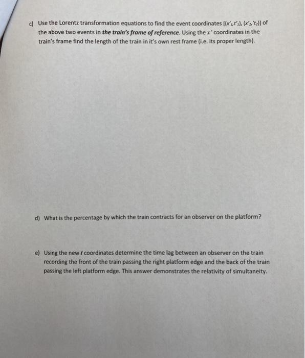Solved Exercise 1: Train Paradox 0.6c A' C 100m 100m Lorentz | Chegg.com