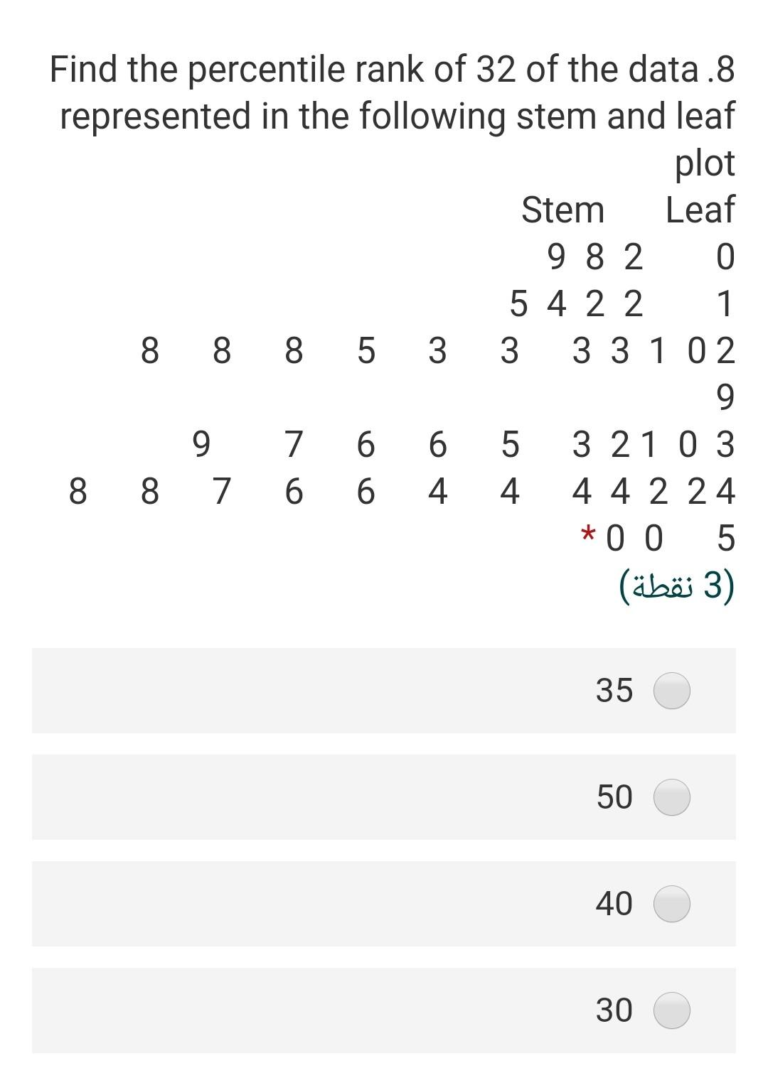 Solved Find the percentile rank of 30 of the data .30  Chegg.com