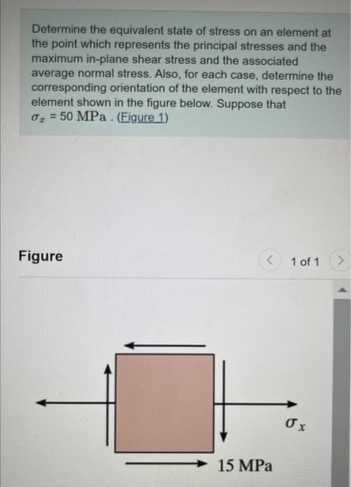 Solved Determine the equivalent state of stress on an | Chegg.com