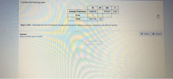 Solved Consider The Following Table: Among Treatments | Chegg.com