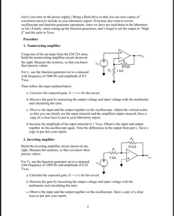 Solved Laboratory Work # 10: Operational Amplifiers 1. To | Chegg.com