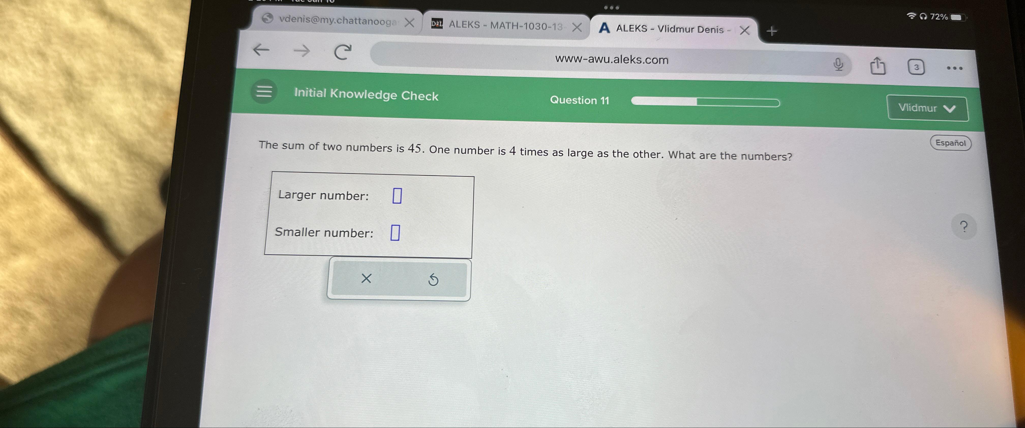 Solved vdenis@my.chattanoogaALEKS - ﻿MATH-1030-13A ALEKS - | Chegg.com