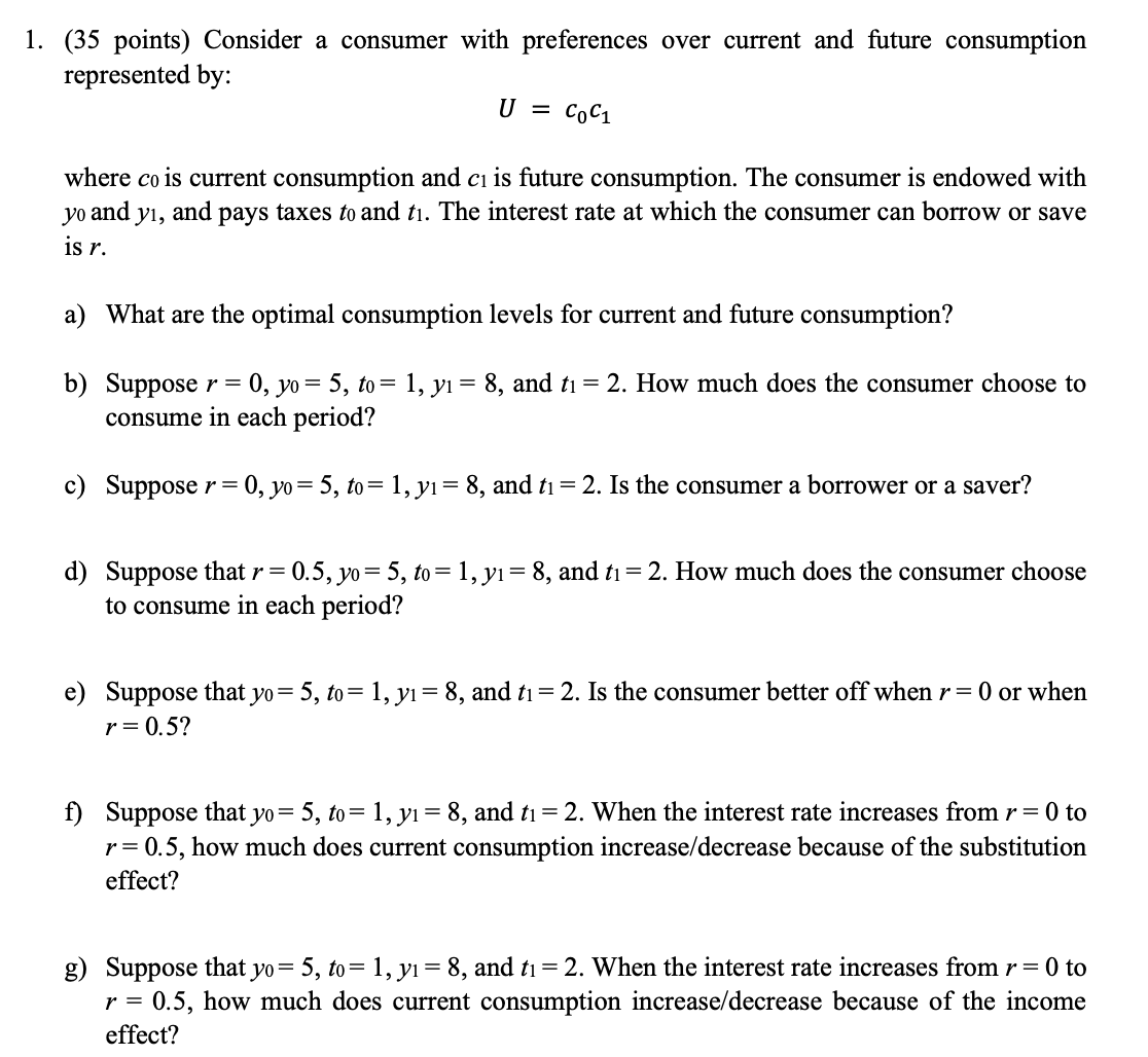 Solved Please make it correct - ﻿ Consider a consumer with | Chegg.com