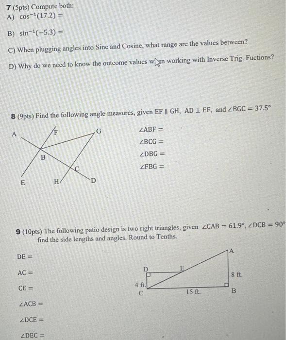 Solved 7 Compute Both:8 Find The Following Angle Measures, | Chegg.com