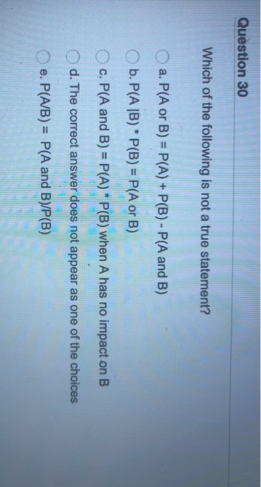 Solved Question 30 Which of the following is not a true | Chegg.com