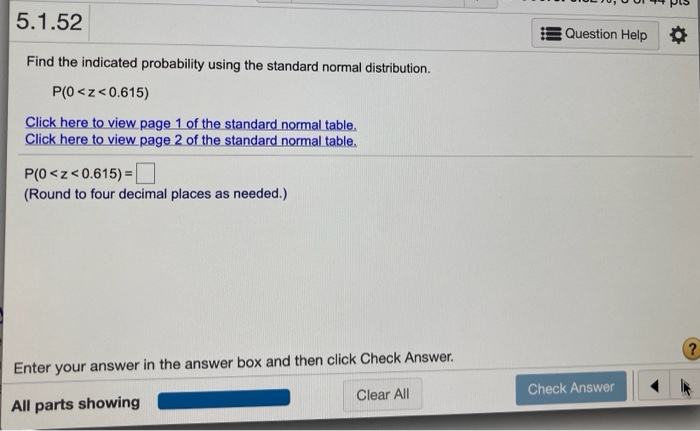 Solved 5.1.52 Question Help Find the indicated probability | Chegg.com