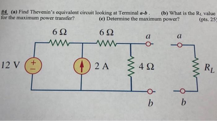 Solved #4 (a) Find Thevenin's Equivalent Circuit Looking At | Chegg.com