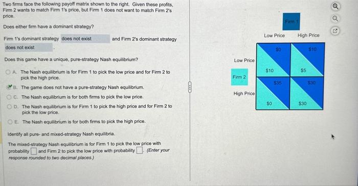 Solved Two firms face the following payoff matrix shown to | Chegg.com