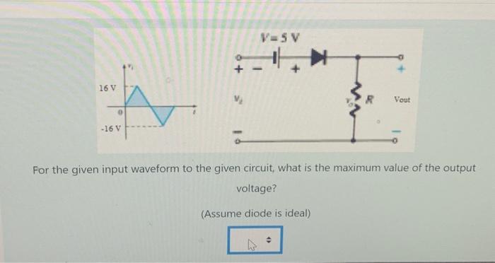 Solved For the given input waveform to the given circuit, | Chegg.com