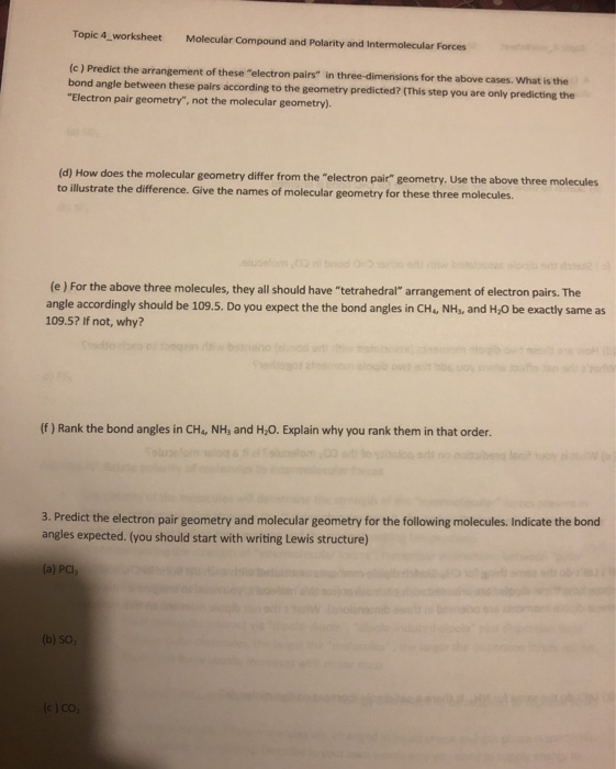 Solved: Topic 4 Worksheet Molecular Compound And Polarity | Chegg.com