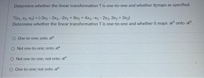 Solved Determine whether the linear transformation T is | Chegg.com