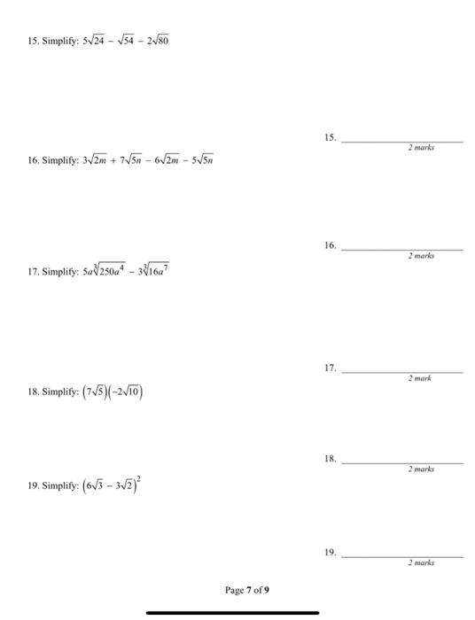 Solved 11. What Is The Simplest Mixed Radical Form Of 