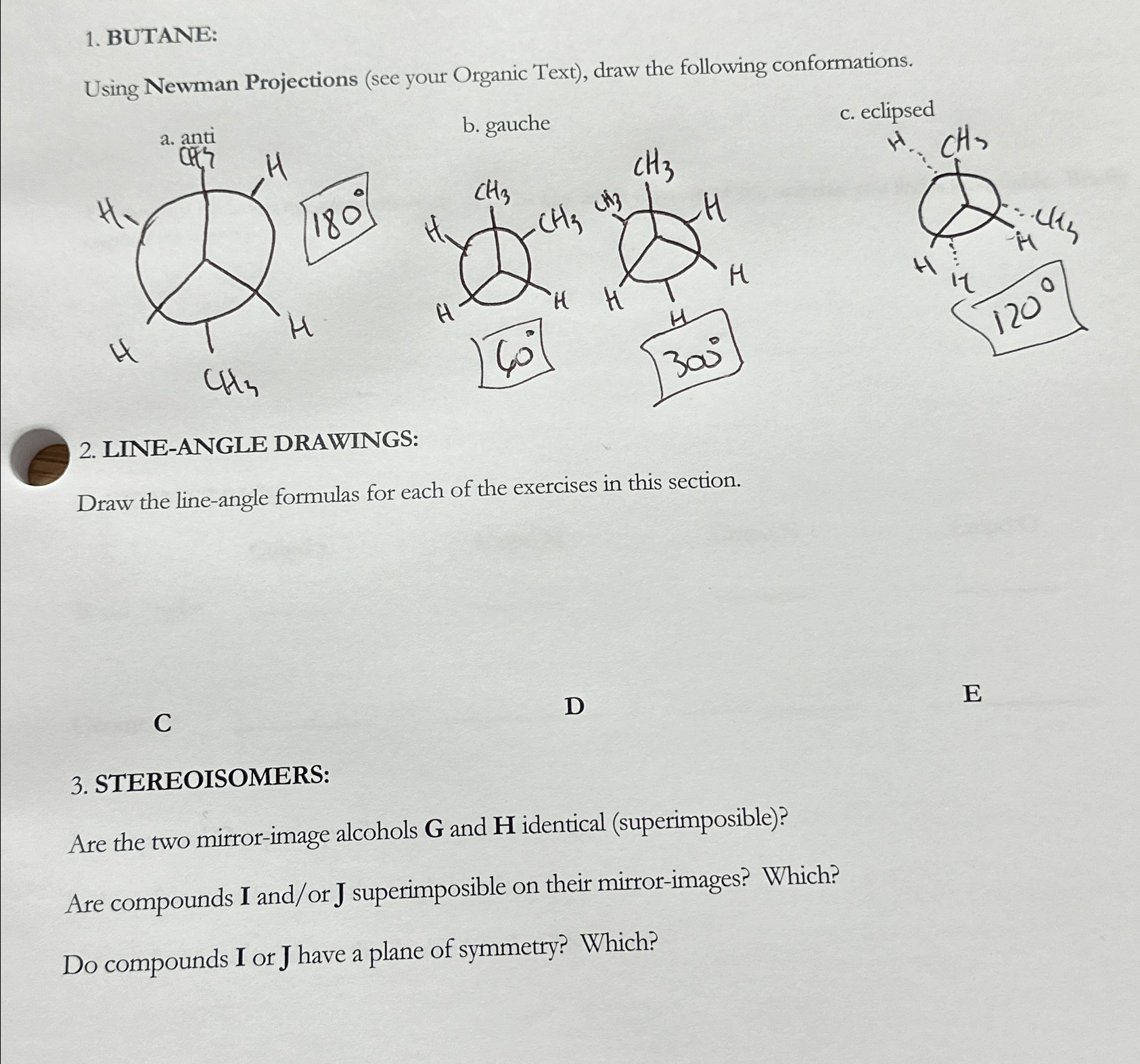 Solved BUTANE:Using Newman Projections (see your Organic | Chegg.com