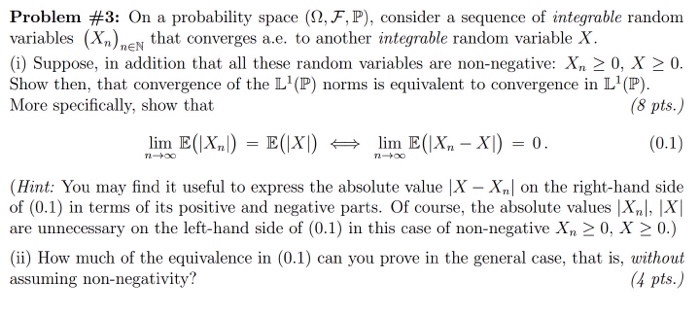 Solved Problem 3 On A Probability Space 2 F P Consi Chegg Com