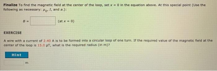 Solved Magnetic Field on the Axis of a Circular Current Loop | Chegg.com