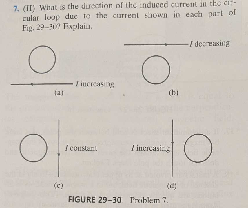 Solved (II) ﻿What is the direction of the induced current in | Chegg.com