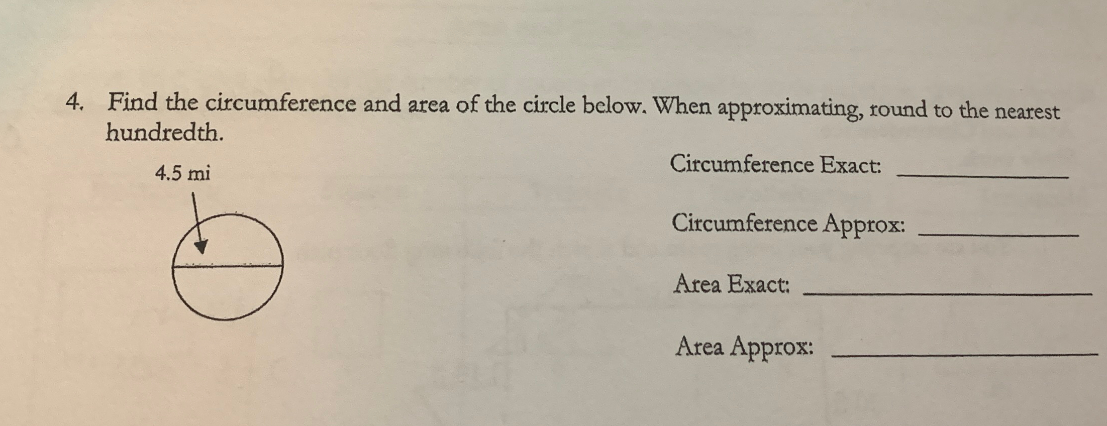 Solved Find the circumference and area of the circle below. | Chegg.com