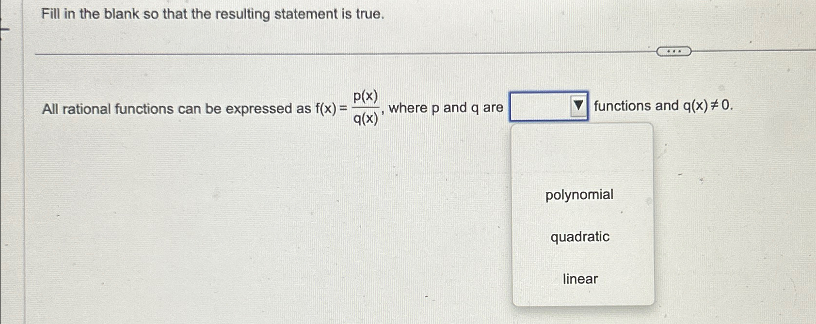 Solved Fill in the blank so that the resulting statement is | Chegg.com