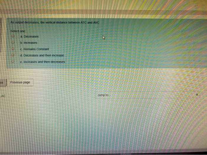 Solved As output decreases, the vertical distance between