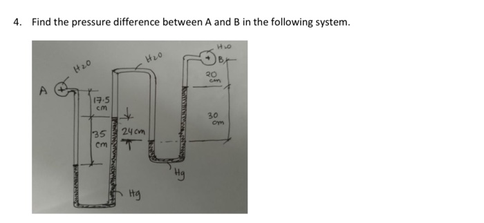 Solved 4. Find the pressure difference between A and B in | Chegg.com