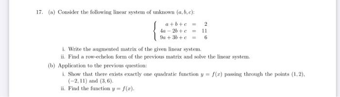 Solved 2 17. (a) Consider the following linear system of | Chegg.com