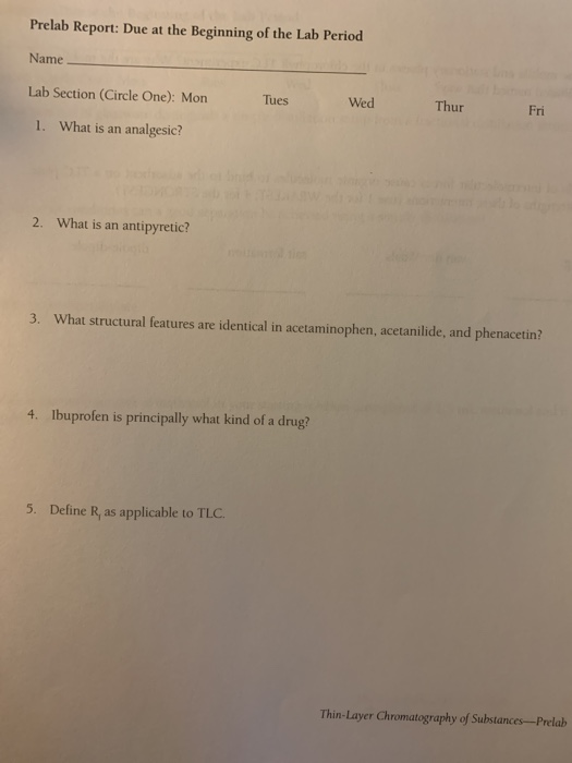 Solved Prelab Report: Due at the Beginning of the Lab Period | Chegg.com