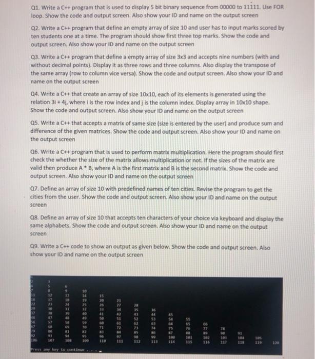 Solved Q1. Write a C++ program that is used to display 5 bit | Chegg.com