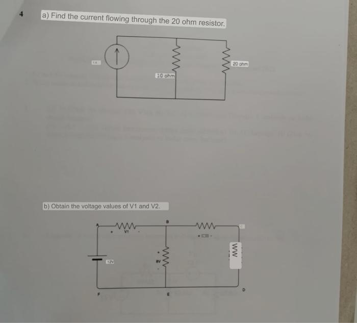 Solved a) Find the current flowing through the 20ohm | Chegg.com