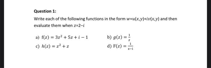 Solved Question 1: Write each of the following functions in | Chegg.com