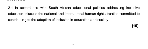 SOUTH AFRICAN POLICIES AND STATEMENTS ON INCLUSIVE EDUCATION visual data 8