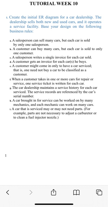 Solved: TUTORIAL WEEK 10 1. Create The Initial ER Diagram | Chegg.com