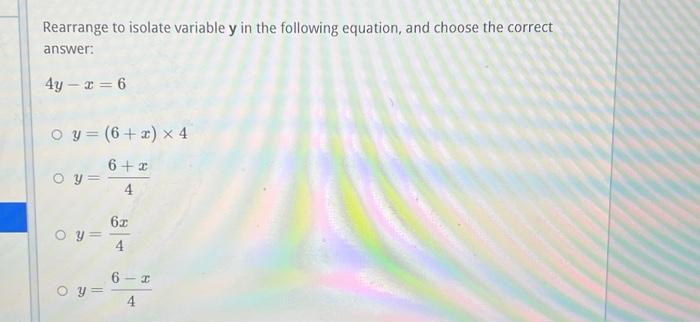 Solved Rearrange to isolate variable y in the following | Chegg.com