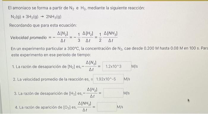 El amoniaco se forma a partir de N2 e Hz, mediante la siguiente reacción: N2(g) + 3H2(g) + 2NH3(g) Recordando que para esta e