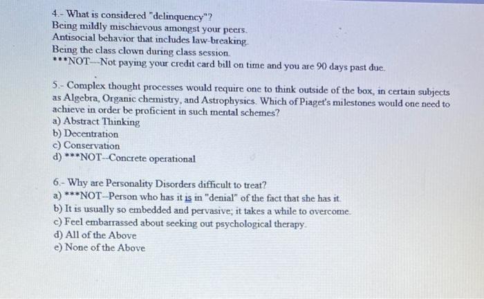 Solved 4.- What is considered 'delinquency'? Being mildly | Chegg.com