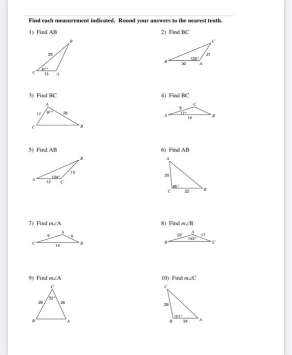 Solved Find each measurement indicated. Round your answers | Chegg.com